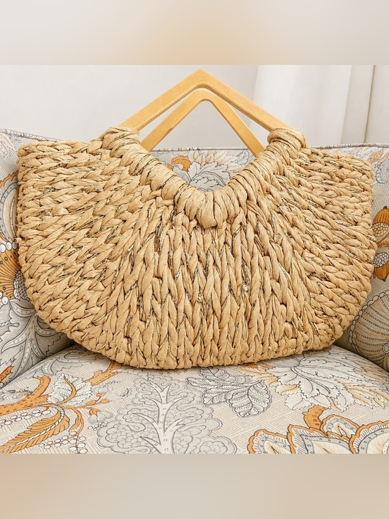 Handbags - Elegant Tan Woven Women's Bag